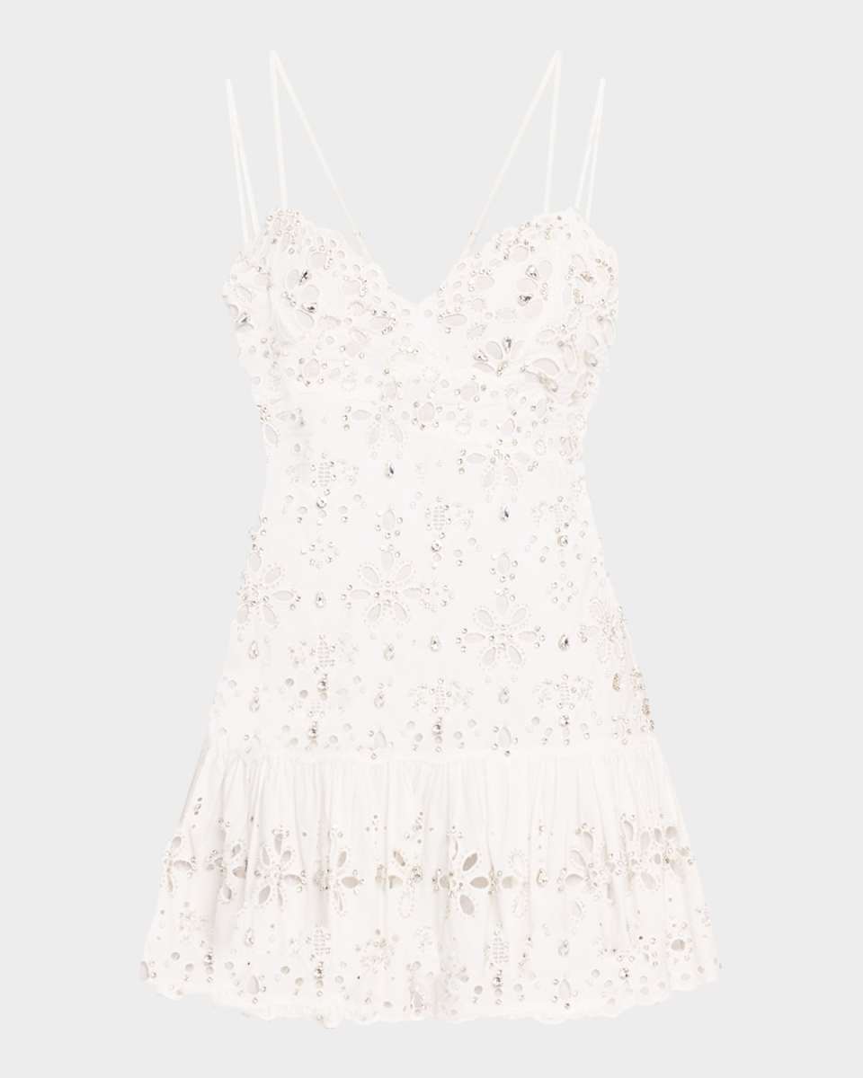 Catana Rhinestone Cotton Mini Dress